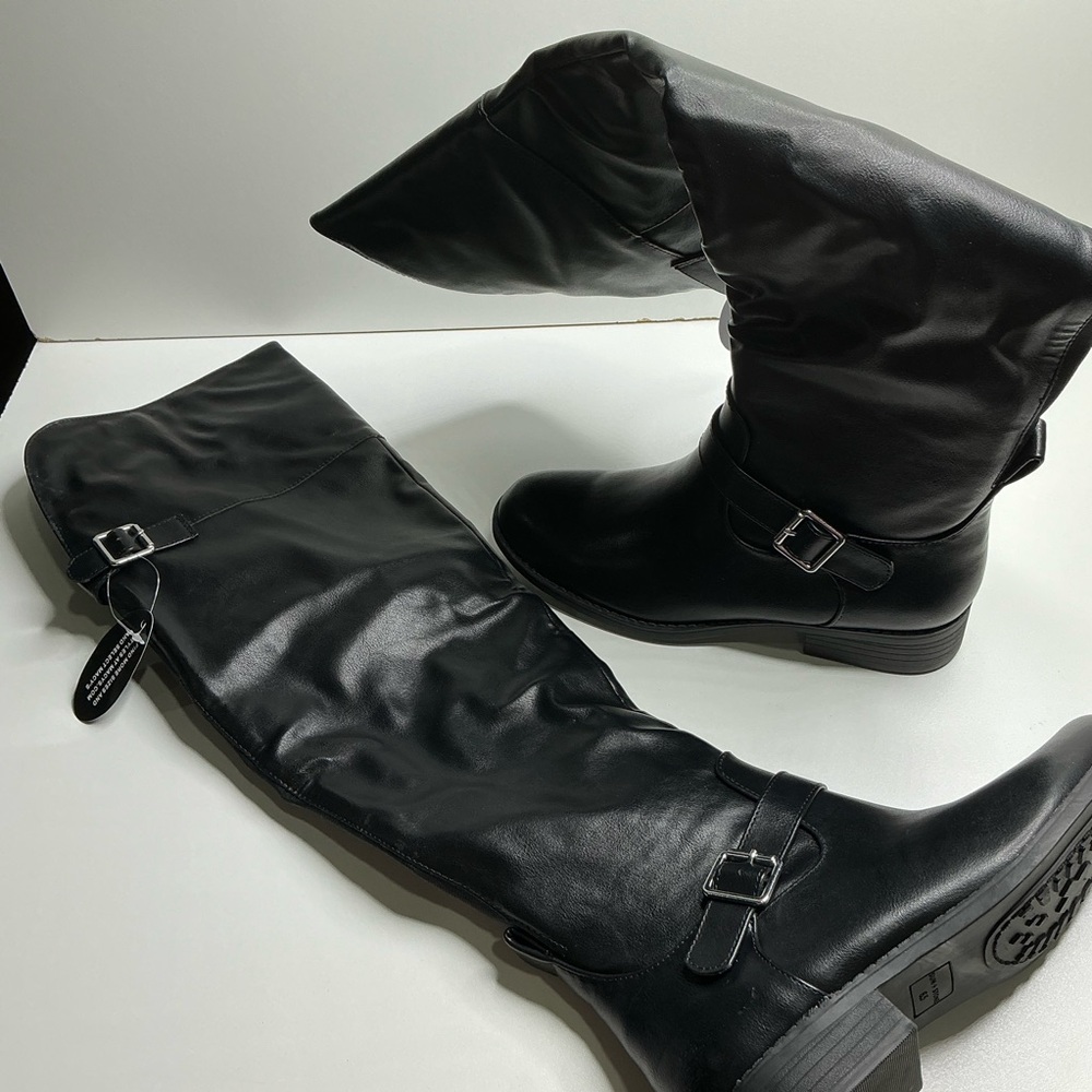 Sun + Stone Anyaa Womens Knee High Riding Boots Black Faux Suede 6.5M New